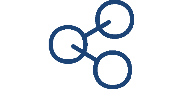A simple dark blue design oriented vertically on a white background.