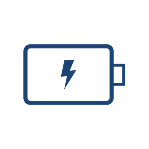 Ein einfaches Logo in einem tiefblauen Farbton auf einem weißen Hintergrund.