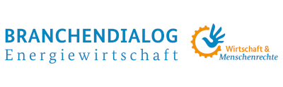 Logo des Branchendialogs zur Energiewirtschaft mit dem Slogan ‚Wirtschaft und Menschenrechte‘.
