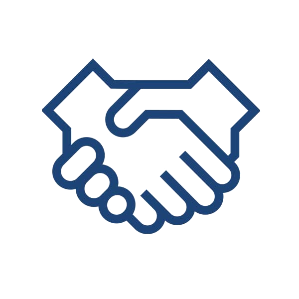 Two hands shaking to symbolise agreement or partnership.