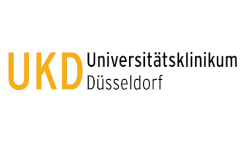 Logo des Universitätsklinikums Düsseldorf mit den Buchstaben UKD in Orange und dem Kliniknamen in Schwarz.