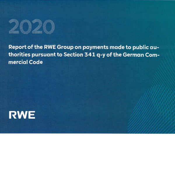 2020 report by RWE Group on payments to public authorities under German Commercial Code Section 341 q-y.