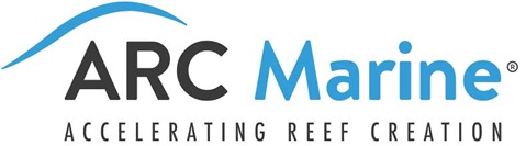 Logo of ARC Marine featuring the slogan 'Accelerating Reef Creation'.